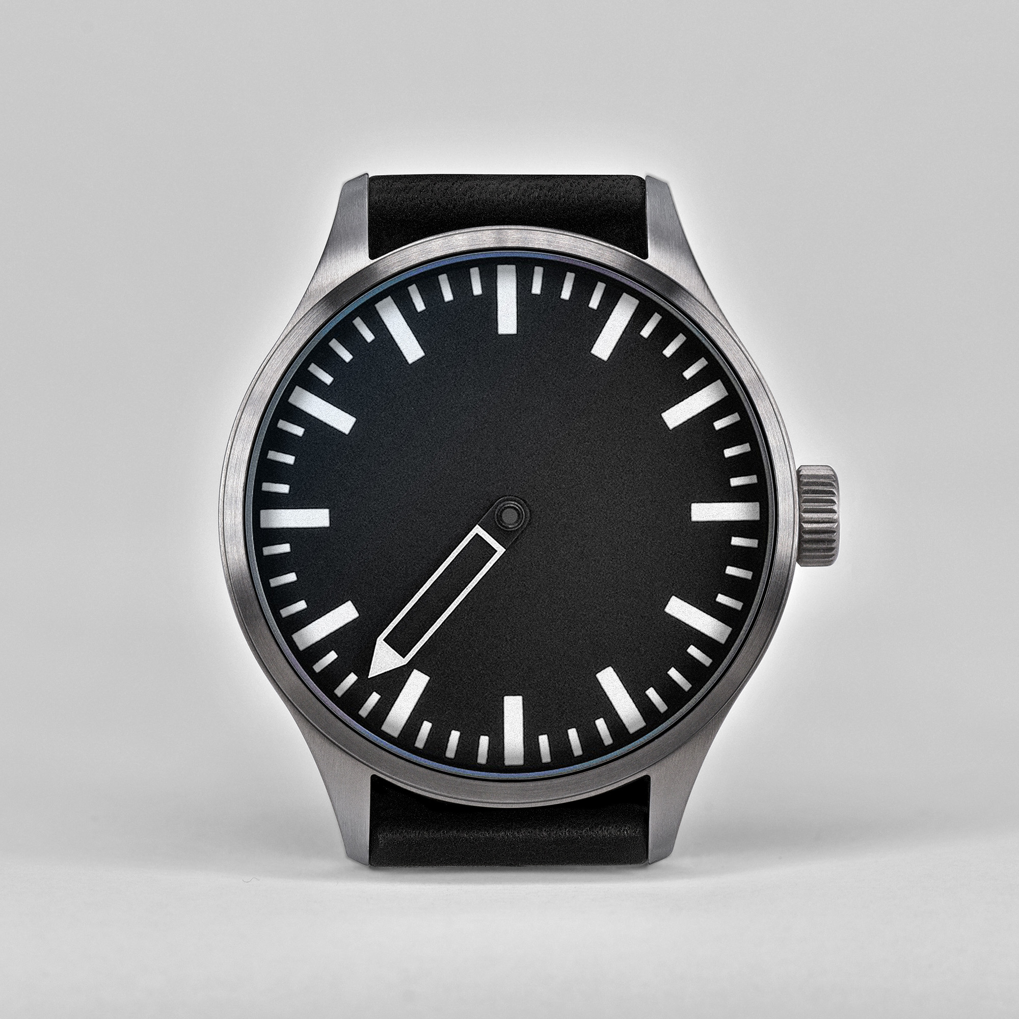 Single-hand design watch Defakto Eins Brutalist Design Architect Watch Architektenuhr